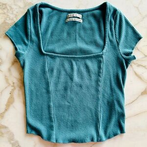 Urban Outfitters Teal Ribbed Crop Top
